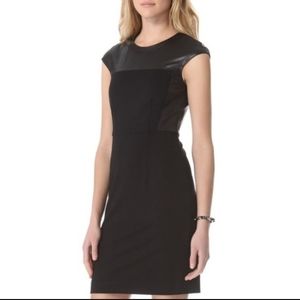 Theory Jada Leather Cap Sleeve Jersey Shealth Dress Size 2